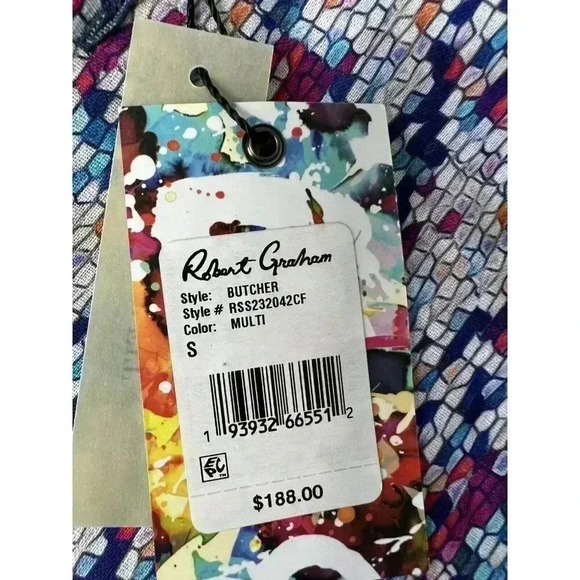 Robert Graham Men's Short Sleeve Butcher Linen Shirt Blend Small NEW 694 - Picture 3 of 3